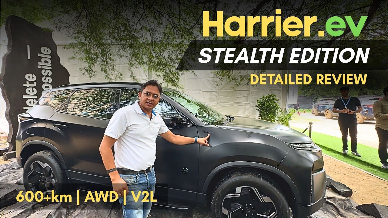 Tata Harrier EV Stealth Edition Walkaround | 600+ km Range, AWD, V2L, ADAS Explained!