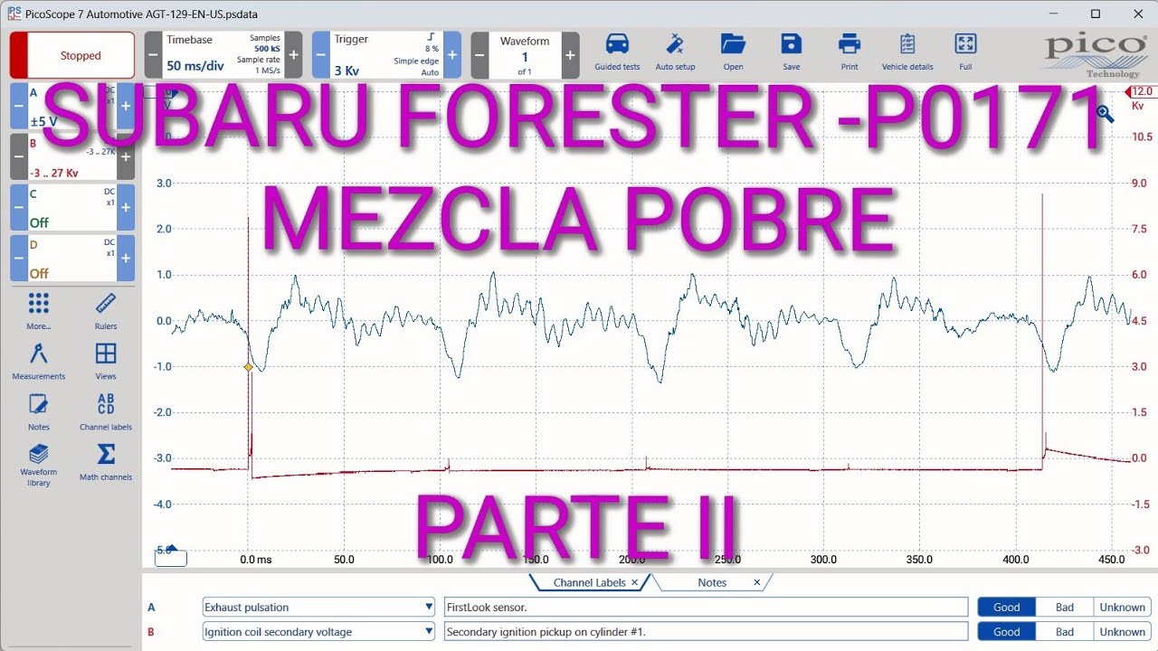 SUBARU FORESTER 2012 CON MOTOR FB20. DTC P0171 PARTE II.
