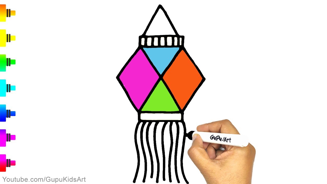Lantern Drawing for kids | How to Draw Festival Lantern easy