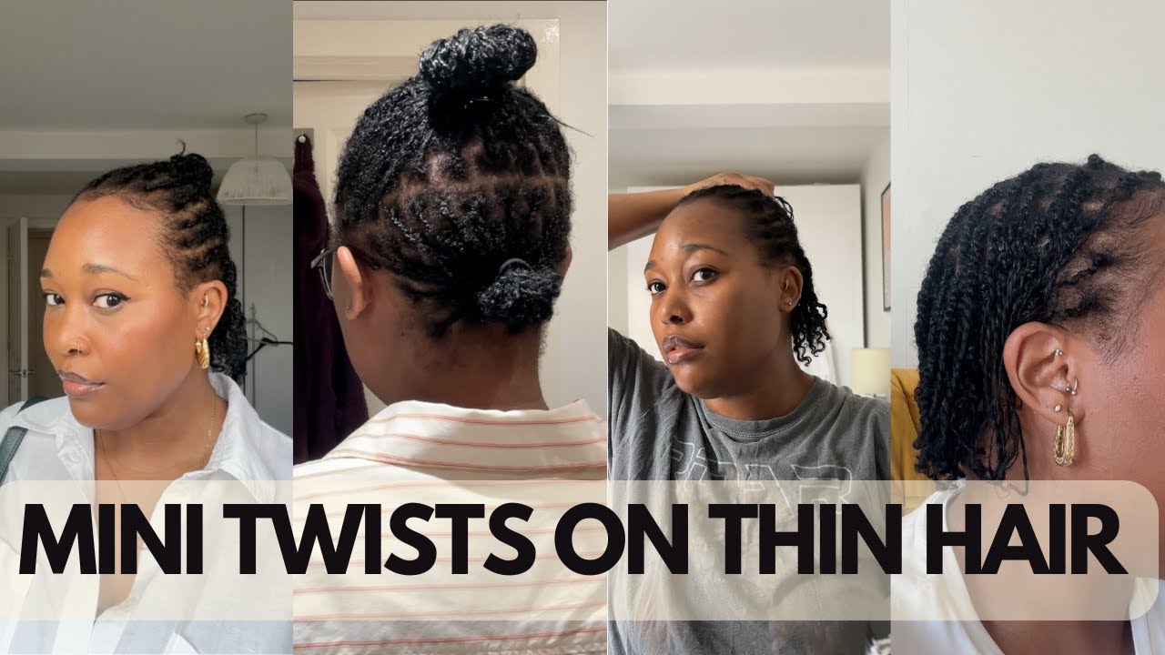 MINI TWISTS ON LOW DENSITY, THIN STRAND TYPE 4 NATURAL HAIR