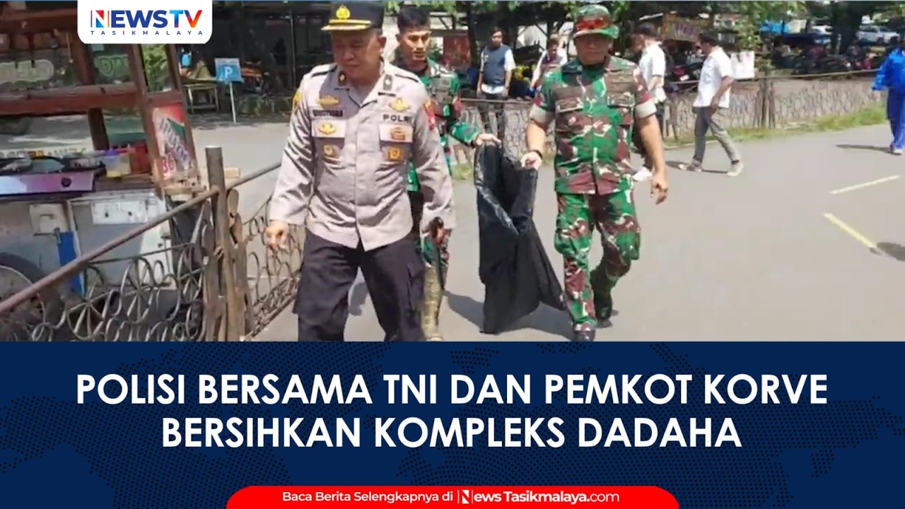 Polres Tasikmalaya Kota Bersama TNI dan Pemkot Korve Bersihkan Kompleks Olahraga Dadaha