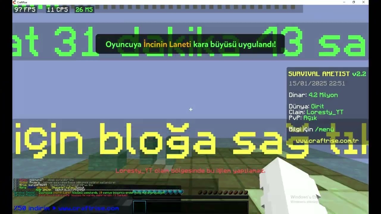 6x Kral & Zehir Kesme ///baba çektirmeli// CraftRise Survival Ametist Pvp