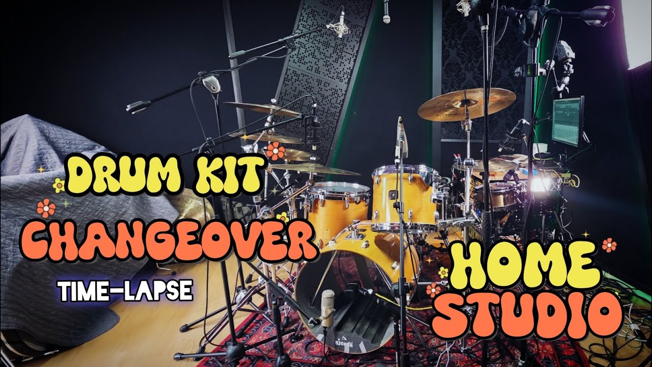 Changing over the drum kit for a recording session