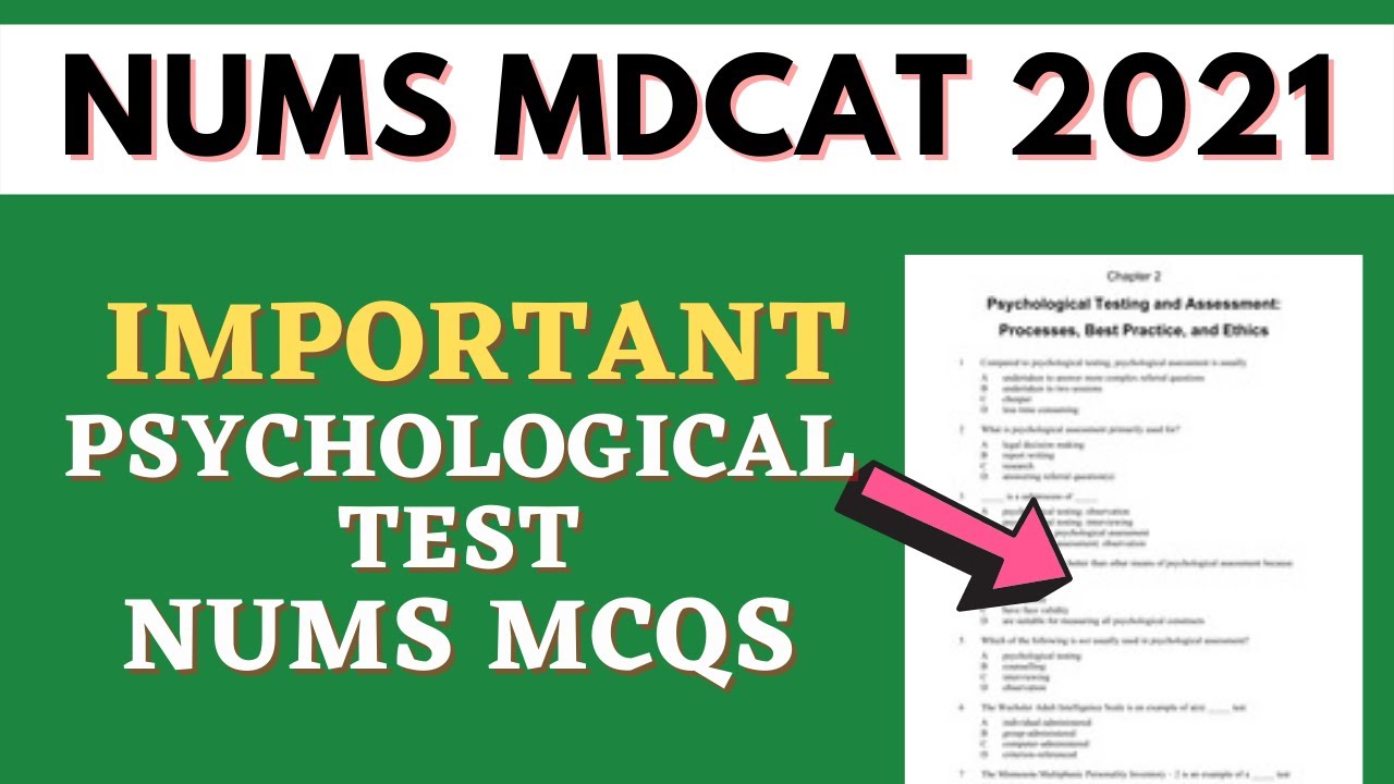 Important: NUMS MDCAT 2021 Entry Test Mcqs  | What is the Psychological or Aptitude Test NUMS paper