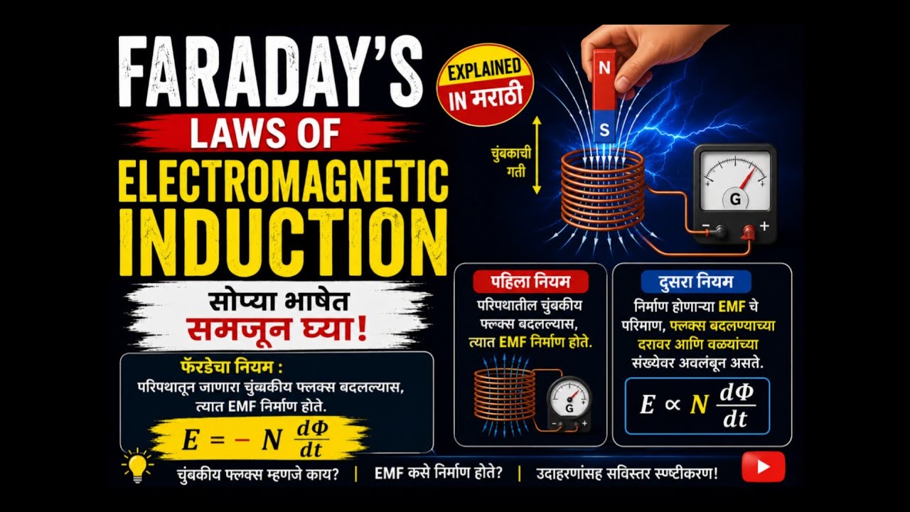 Element of Electrical engineering 1.4 Faraday's laws of electro magnetic induction explain  Marathi