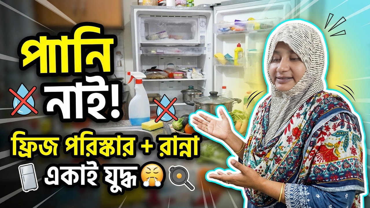 পানি নাই! ফ্রিজ পরিষ্কার + রান্না | একাই যুদ্ধ 😤