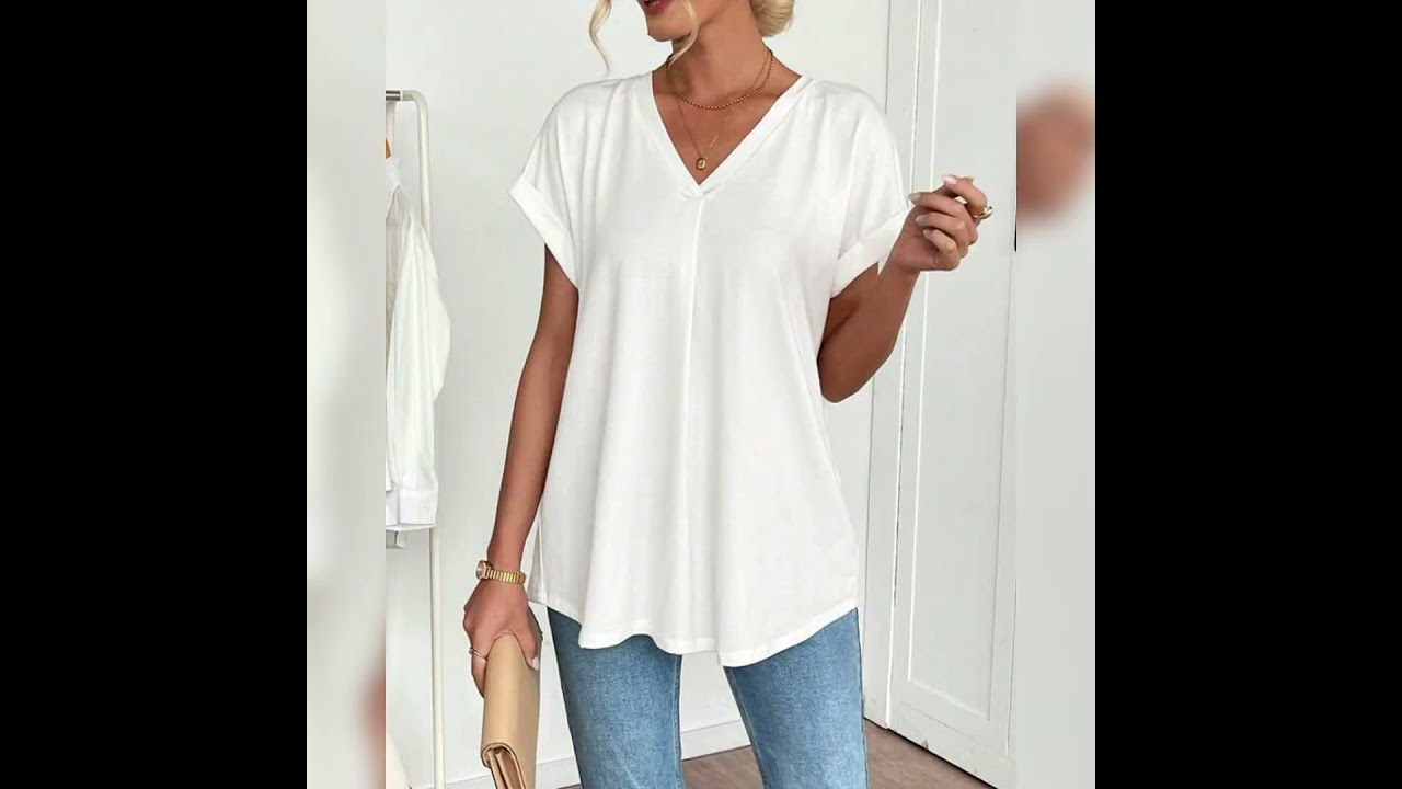 T-Shirt À Manches Courtes Uni Patchwork