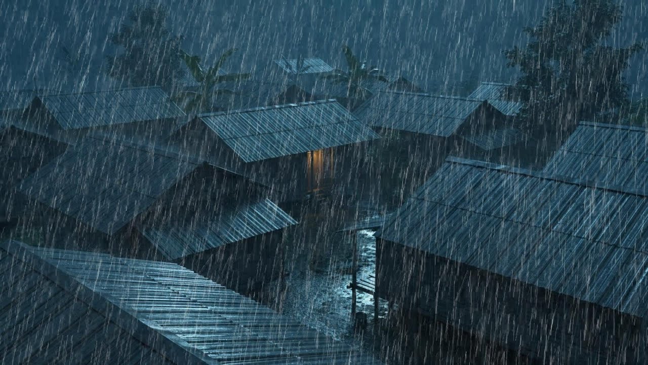No Ads Rain Sounds for Sleeping - ASMR Violent Heavy Rain On Tin Roof for Chronic Insomnia