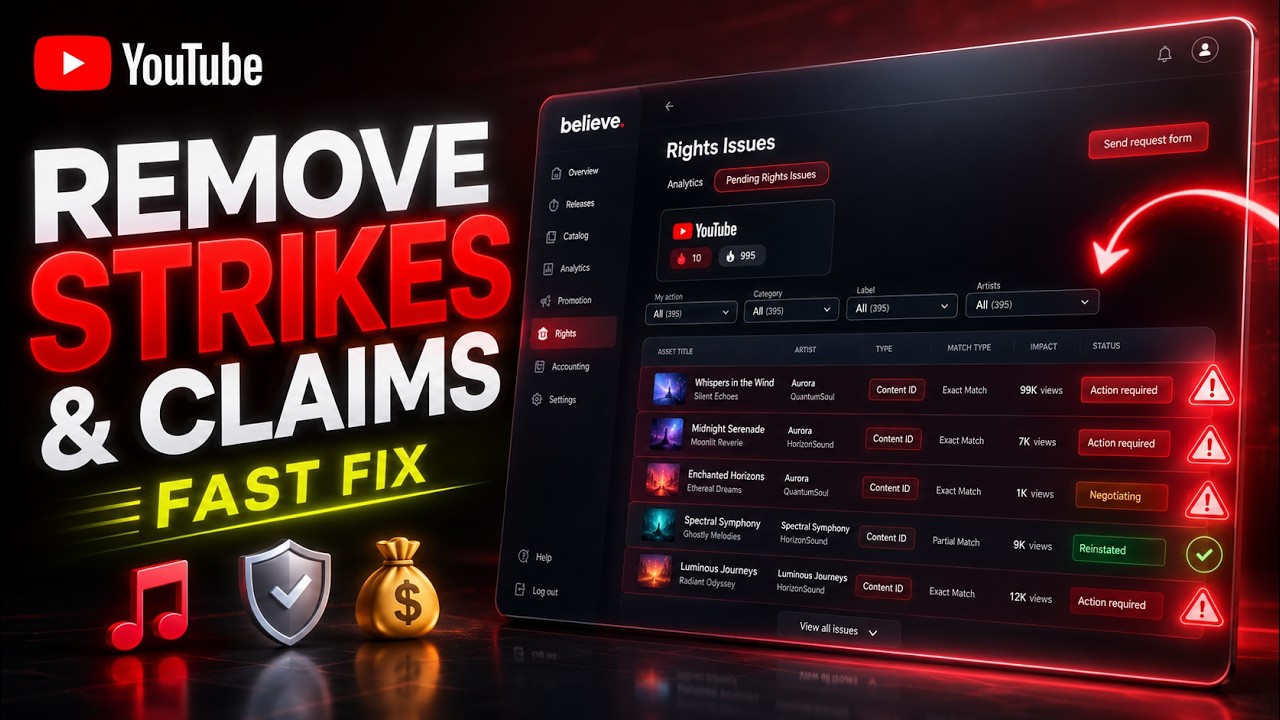 How to Remove YouTube Strikes & Claims FAST (Content ID & Believe Music Dashboard Guide)