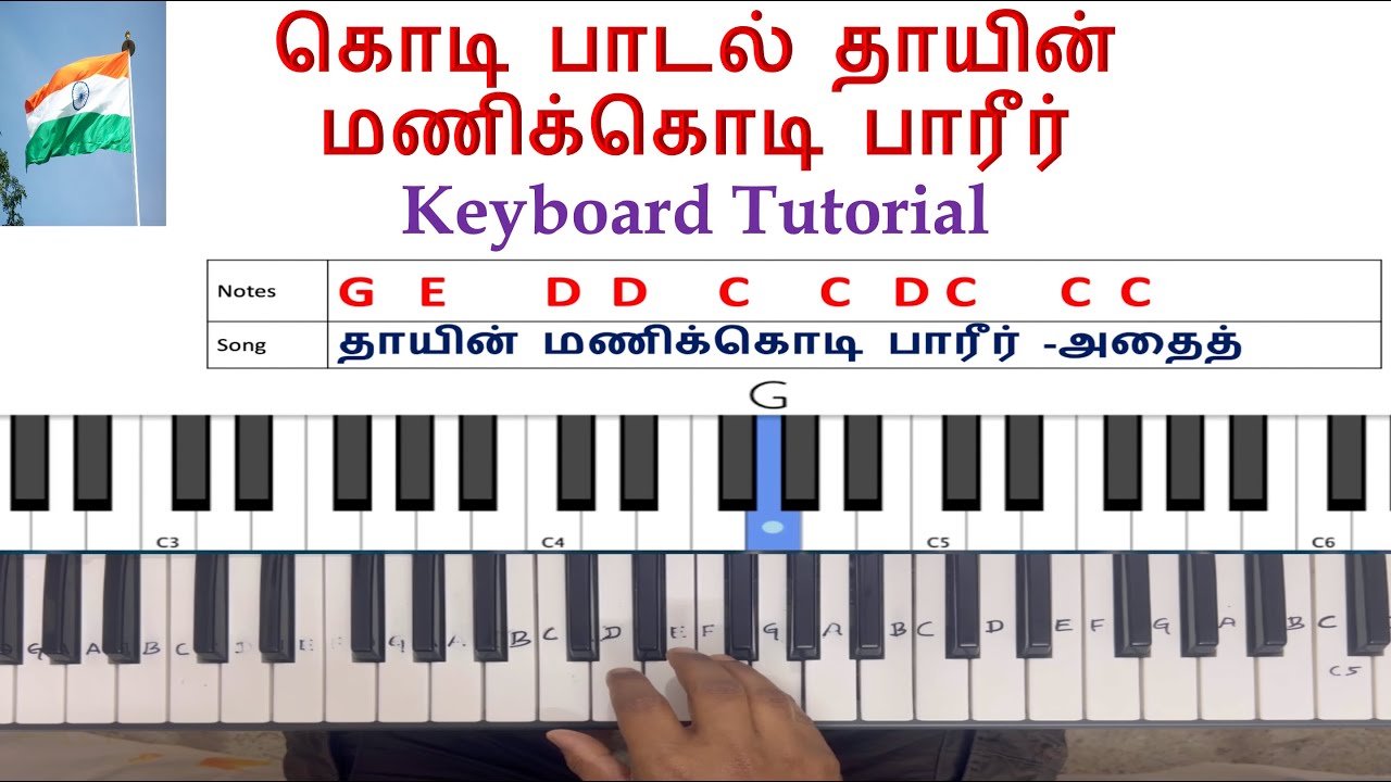 தாயின் மணிக்கொடி பாரீர் Keyboard Tutorial | thayien manikkodi pareer Piano Notes | ABCD Notes