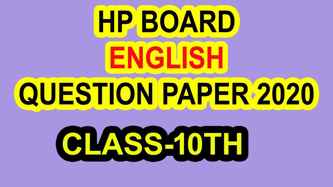HP Board previous year English question paper September 2020|| SOS September 2020