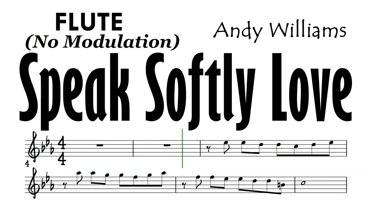 Speak Softly Love Flute No Modulation Sheet Backing Track Partitura Andy Williams