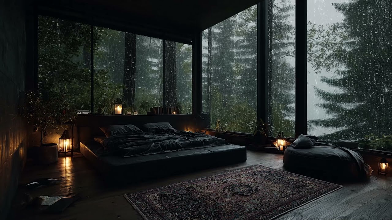 3 Hour Rainstorm and Soft Thunder Sounds for Peaceful Night and Deep Relaxation