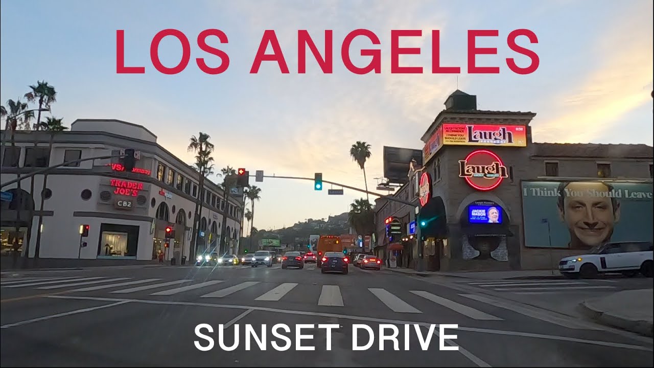 Driving Los Angeles: Sunset Blvd at Sunset - Hollywood to the Pacific Ocean