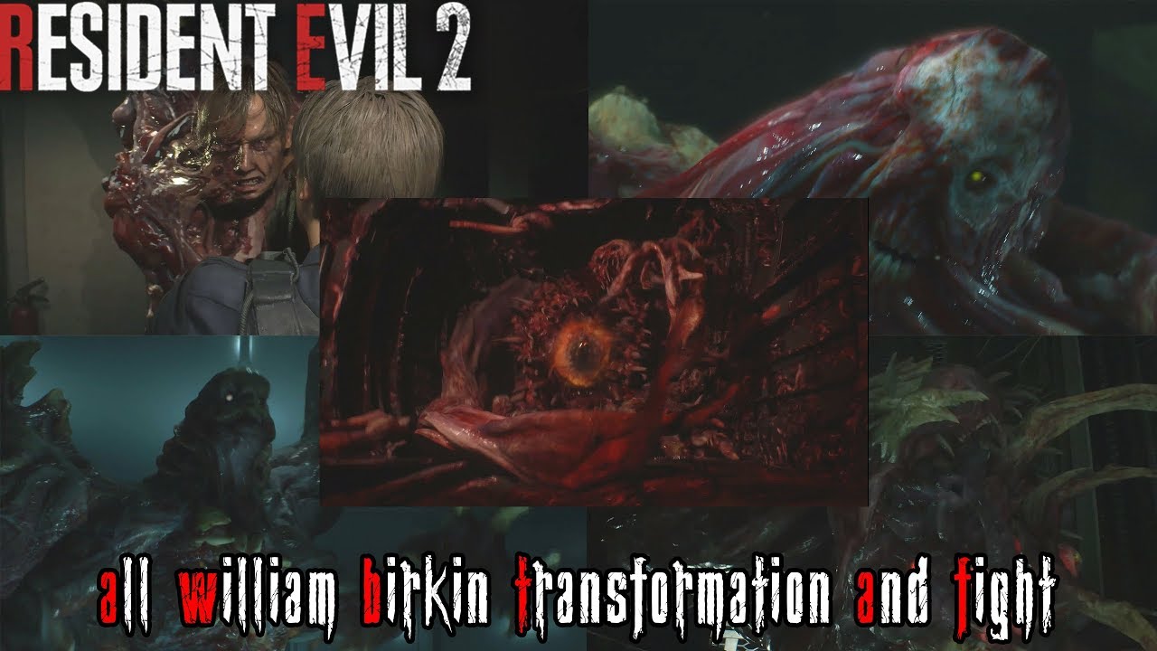 Resident Evil 2 Remake: All William Birkin Transformation Sequence & Fight