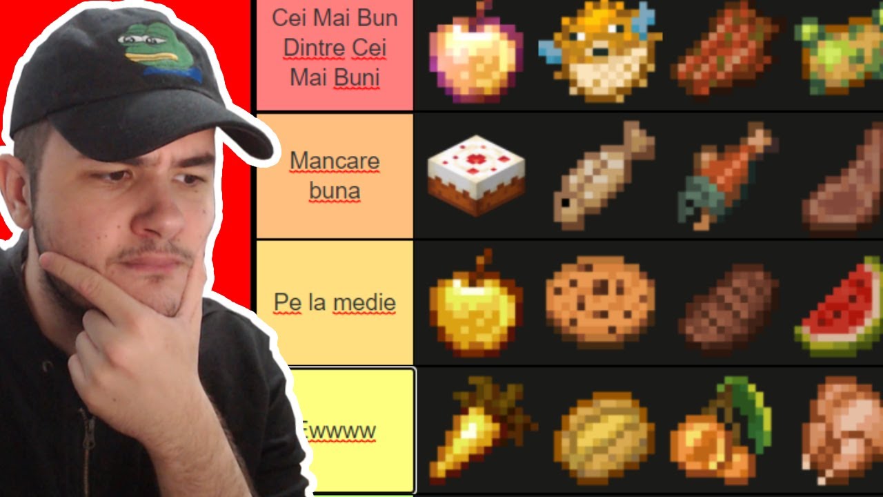 Tier List Cu Mancare Din Minecraft !