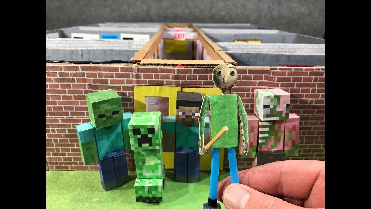 Monster School:  Baldi's Basics and Minecraft.  Картонная игра.  DIY