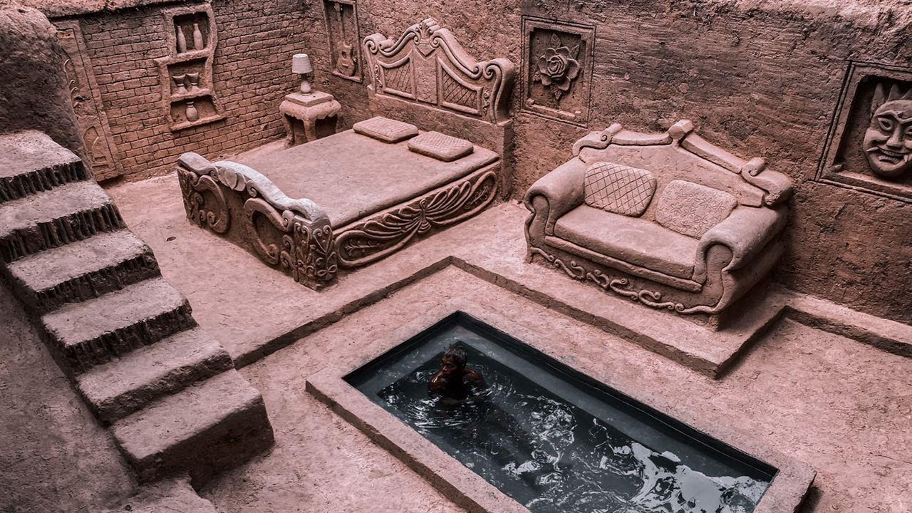Building The Most Creative Underground King Room with Swimming Pool in Underground Mansion