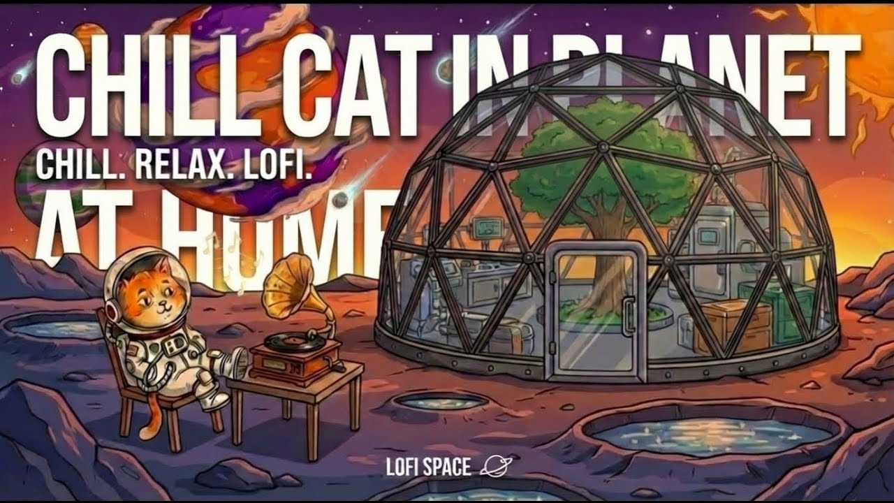 Cosmic Chill Cat at Home on a Quiet Planet 🌌 Long Lofi Beats for Sleep, Study & Relaxing