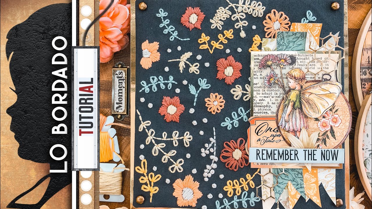 Tutorial página de scrapbook con bordado
