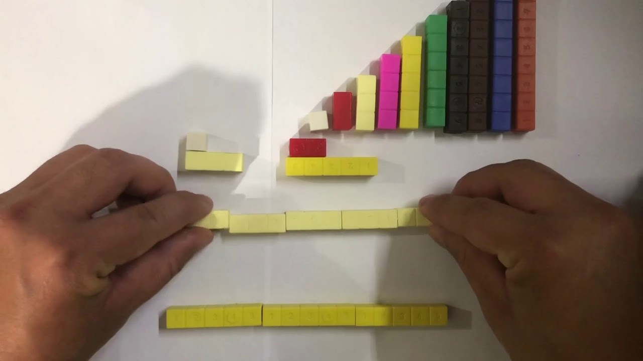 Suma de fracciones con diferente  denominador utilizando regletas.