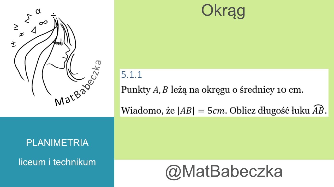 5.1.1 Punkty A,B leżą na okręgu o średnicy 10 cm. Wiadomo, że |AB|=5cm. Oblicz długość łuku AB