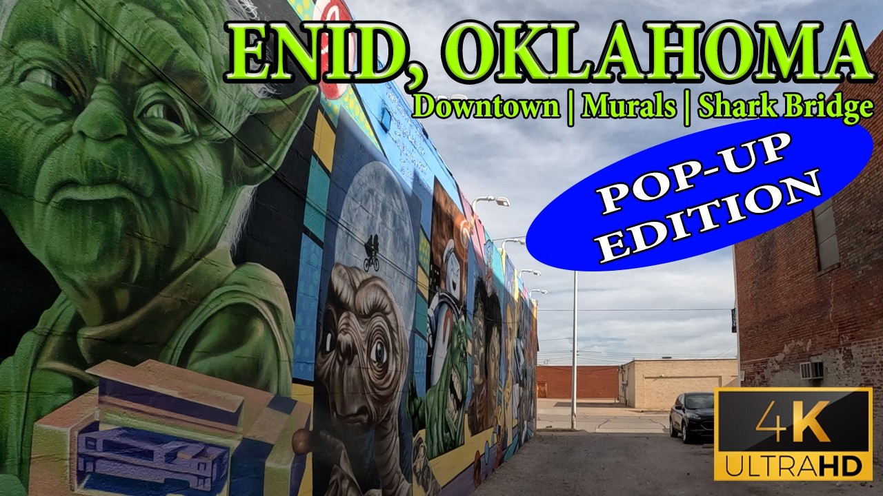 [4K Pop-Up Tour] Vance AFB's home: Enid, Oklahoma | Historic Downtown, murals, landmarks, & legends