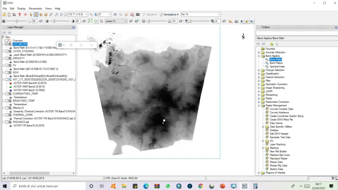 temperature emisivity aster night using ENVI 5.x