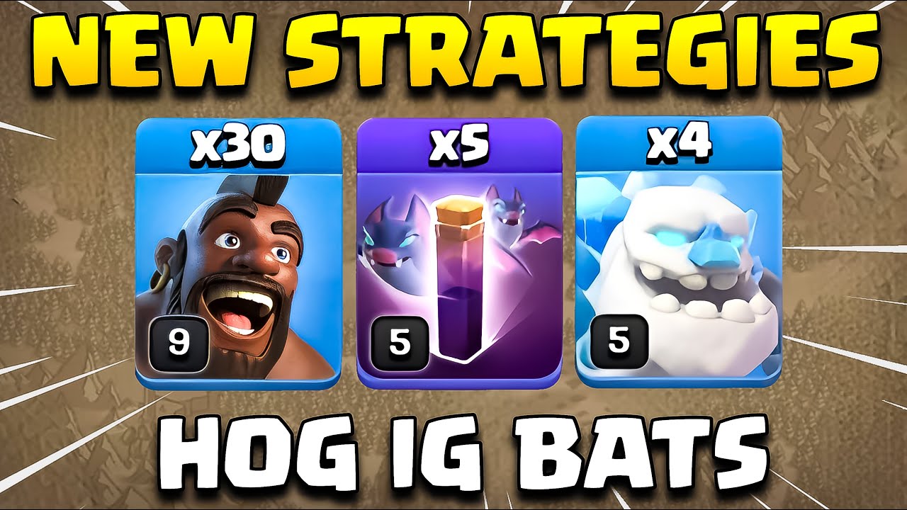 NEW - 30 HOG RIDER + 4 ICE GOLEM + 5 BAT SPELL | Th12 Attack Strategies in Coc