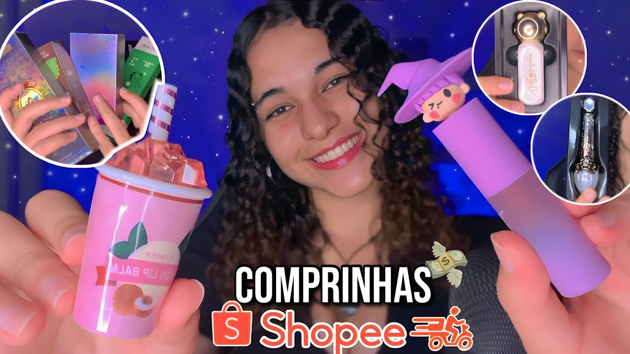 ASMR | ABRINDO E TESTANDO MAQUIAGENS FOFINHAS DA SHOPEE - tapping, som de boca, scratching...