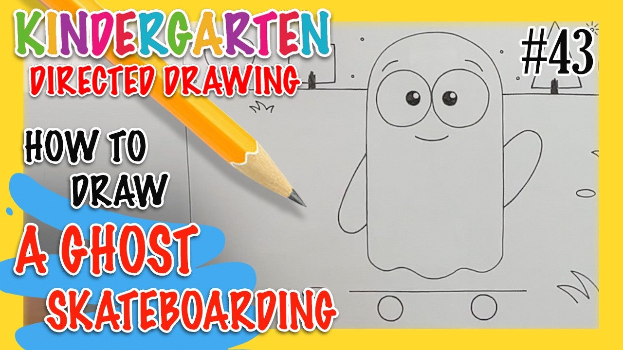 Fun Drawing & Learning for Kids! How to draw a GHOST SKATEBOARDING AT THE PARK! For ages 4 - 6yrs
