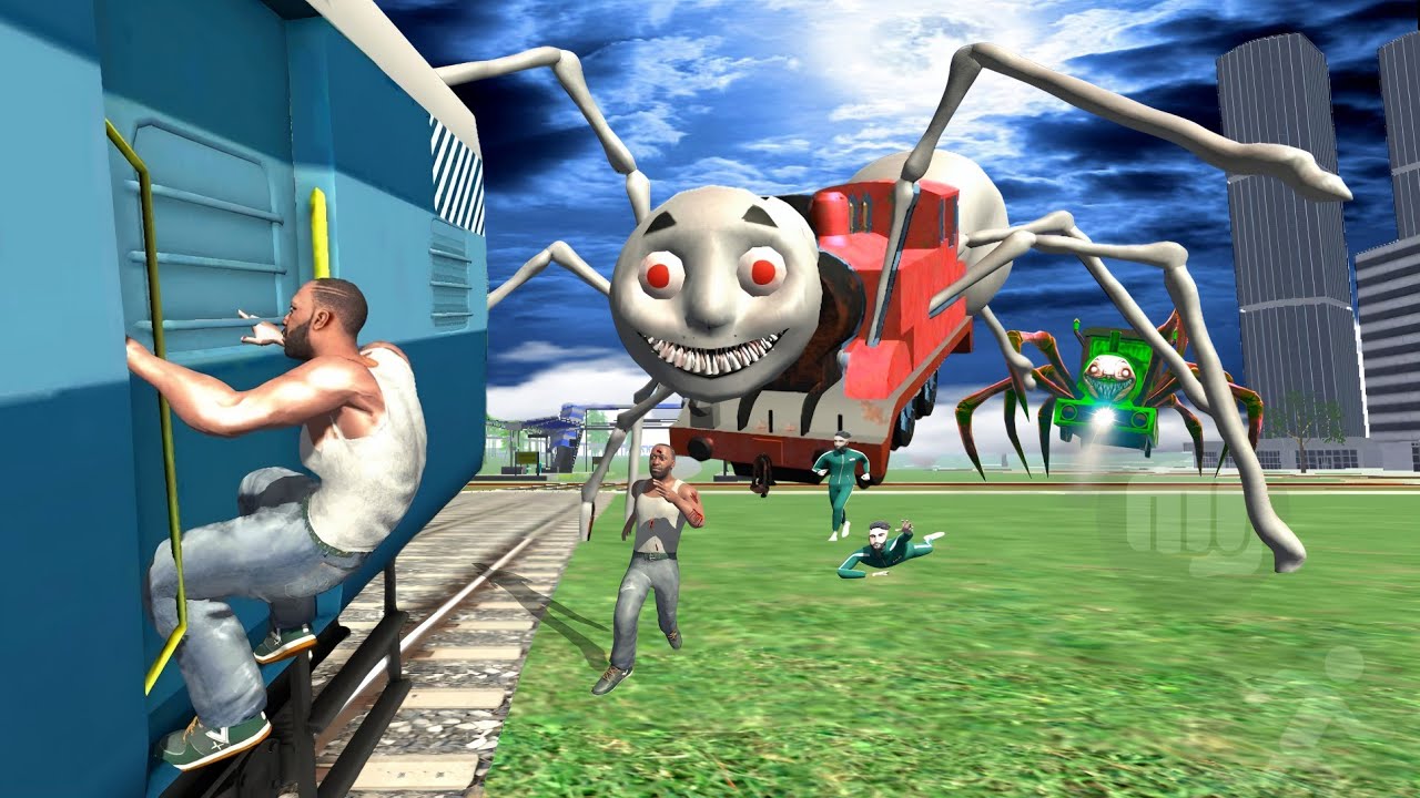 Mega Red Thomas Horror Train Attack On Franklin In Indian Bike Driving 3D!