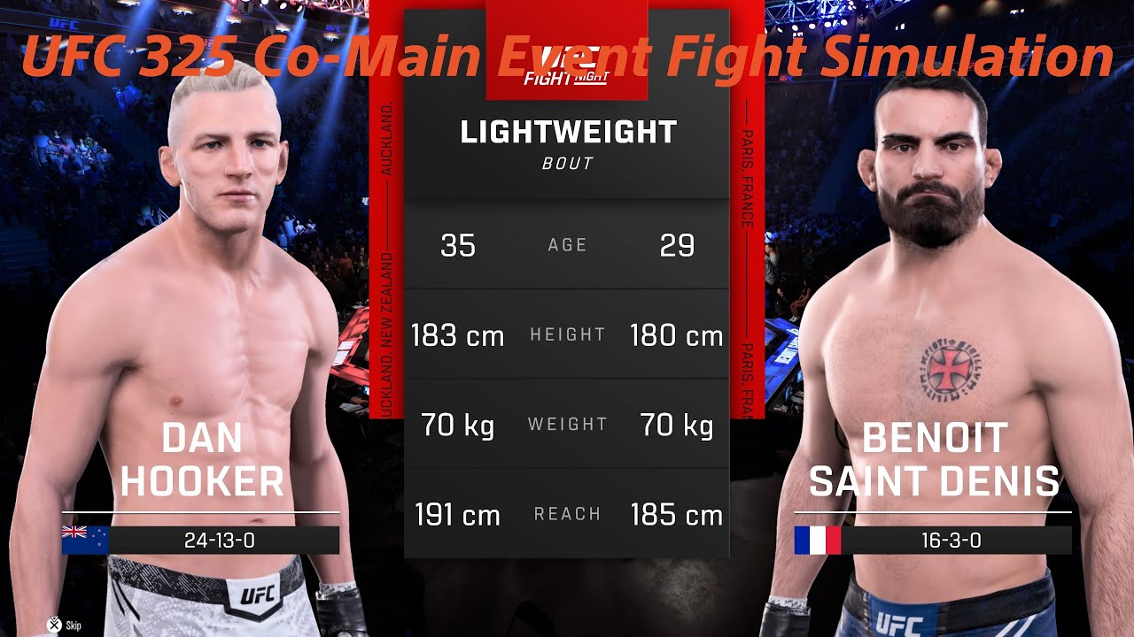 UFC 325 Co-Main Event Dan Hooker vs Benoit Saint-Denis Fight Simulation 