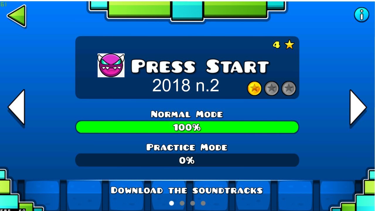 PRESS START 2018 version 2😈| Geometry Dash #geometrydash #subzero