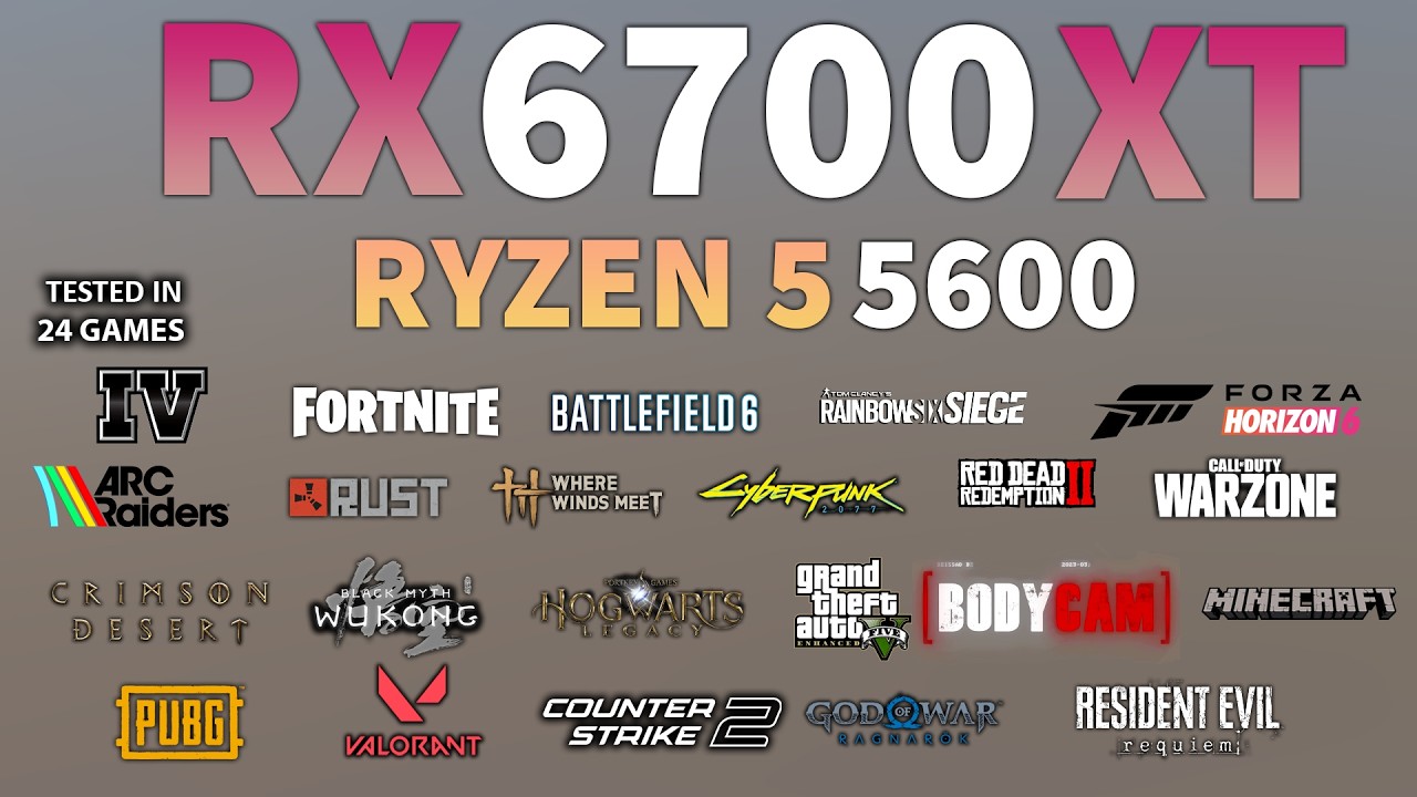 Ryzen 5 5600 RX 6700 XT : Test in 24 Games - RX 6700 XT Gaming Test