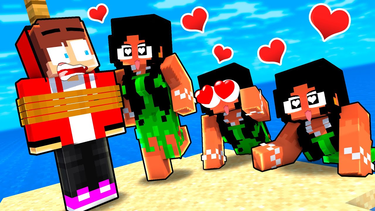 MAIZEN on SECRET ISLAND with GIRLS - LOVE CURSE : JJ and MIKEY vs JJ SISTER Minecraft Animation