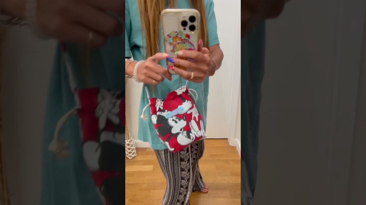 Hand made drawstring bag🌈Reworked with 80s vintage sheets🪡#disney #vintagecartoon #80s #90s