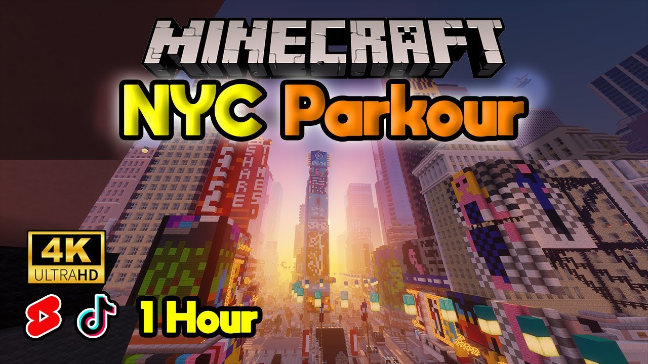 1 Hour Minecraft Parkour Gameplay (4K, Relaxing, City, Download)