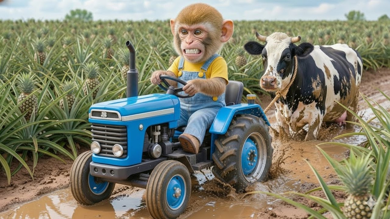Baby Monkey's Heroic Calf Rescue & Building the Strongest Brick Farm!