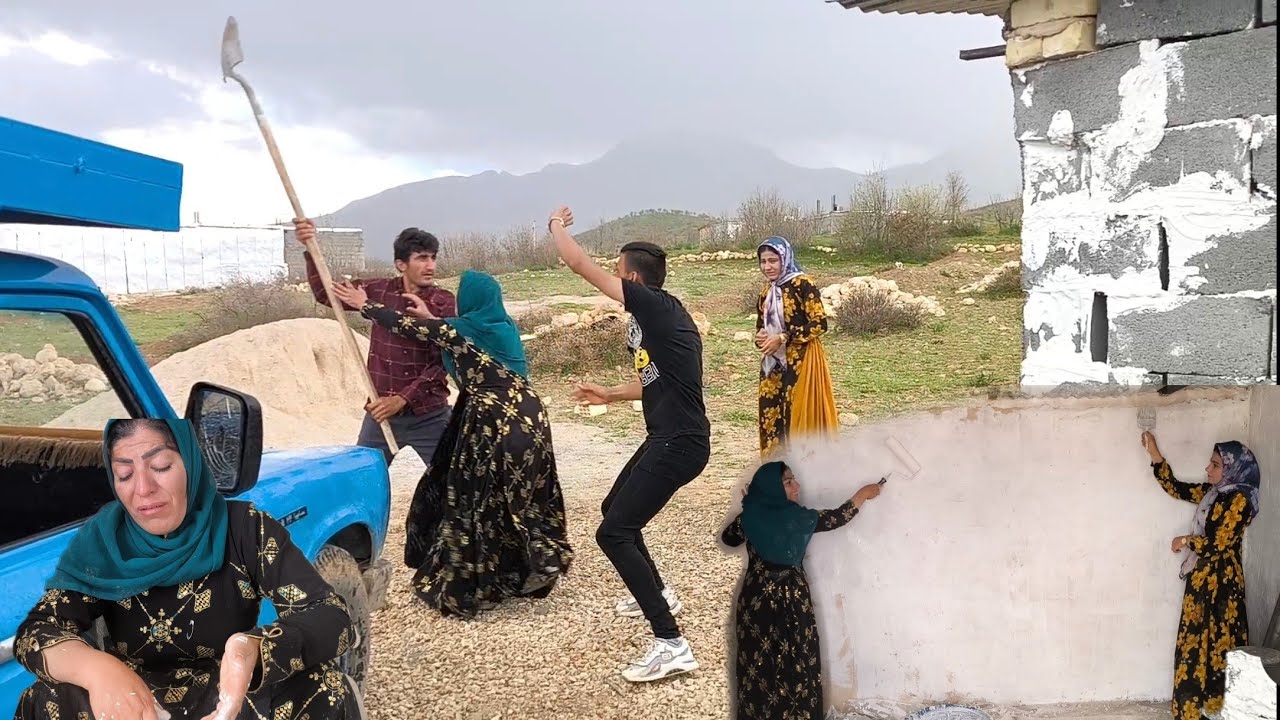 The struggle to achieve true love, beating a young boy: painting a nomadic hut