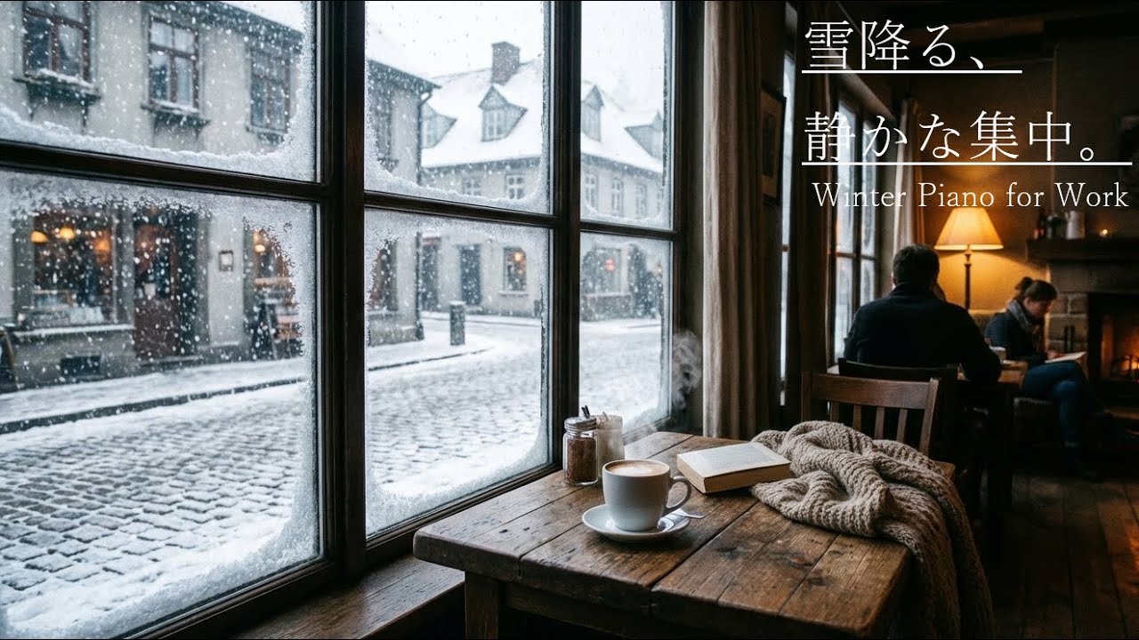 Snow Falling at Kanade Cafe - 冬の静寂に溶ける、透明なピアノインストゥルメンタル【作業用BGM】