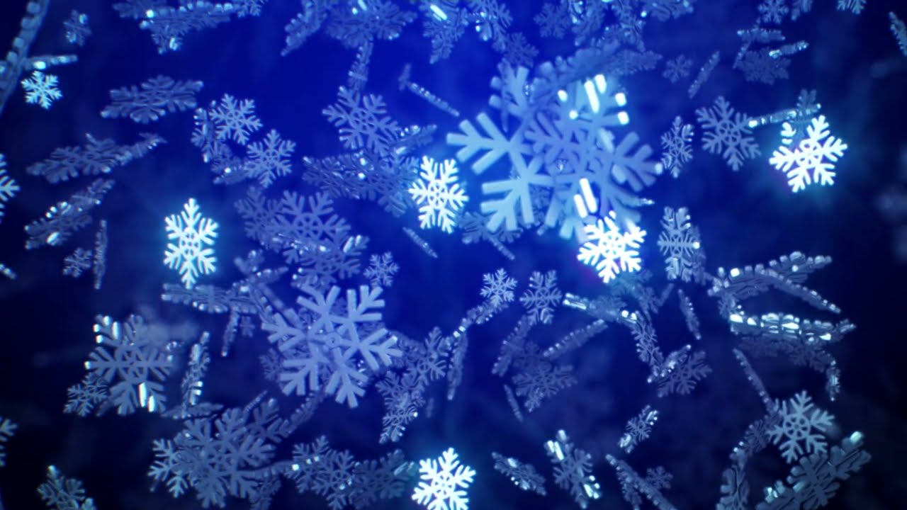 2022 ❄ Футаж 3D Снежинки падают на синем фоне - Зацикленная анимация для фона