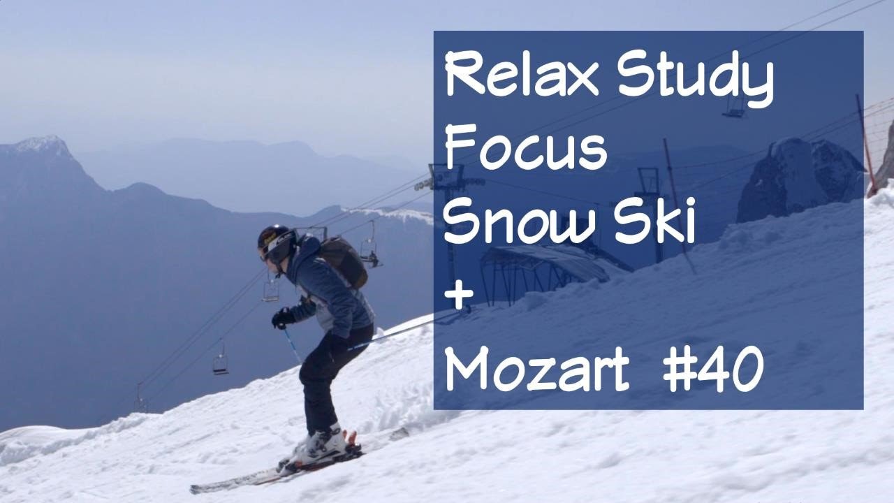 4K Relax Study Focus Snow Ski + Mozart Symphony #40