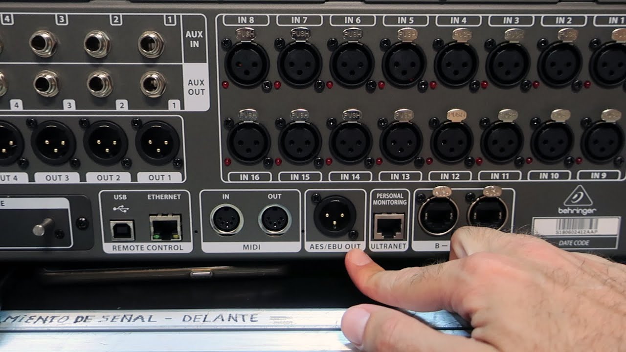 MESA DIGITAL X32 y PROCESADOR ULTRADRIVE DCX2496 CONECTADOS CON PROTOCOLO DE AUDIO DIGITAL AES / EBU