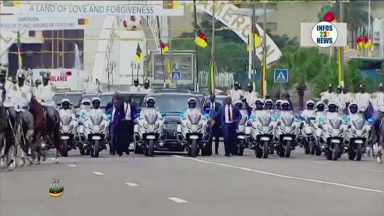 L'ARRIVÉE DU PRÉSIDENT PAUL BIYA AU BOULEVARD DU 20 MAI - REVUE DES TROUPES - DÉFILÉ DU 20 MAI 2023