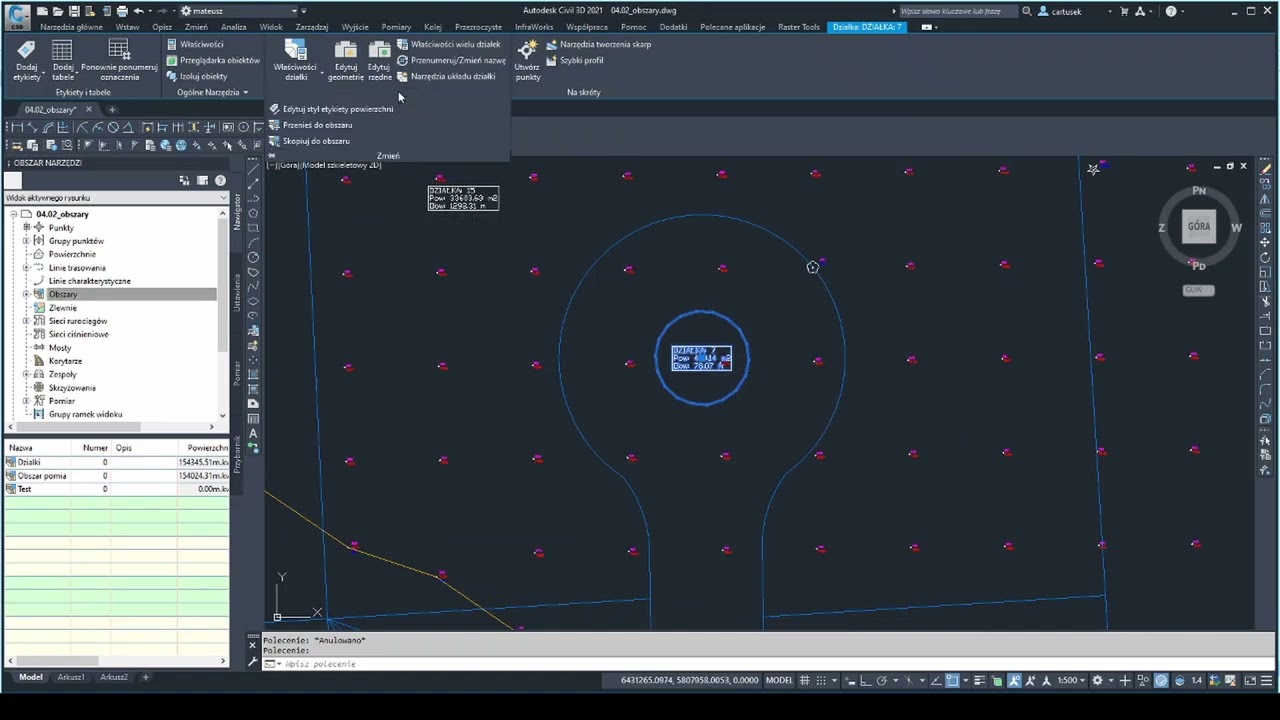 04.02 Kurs AutoCad Civil 3D - Działki - obszary