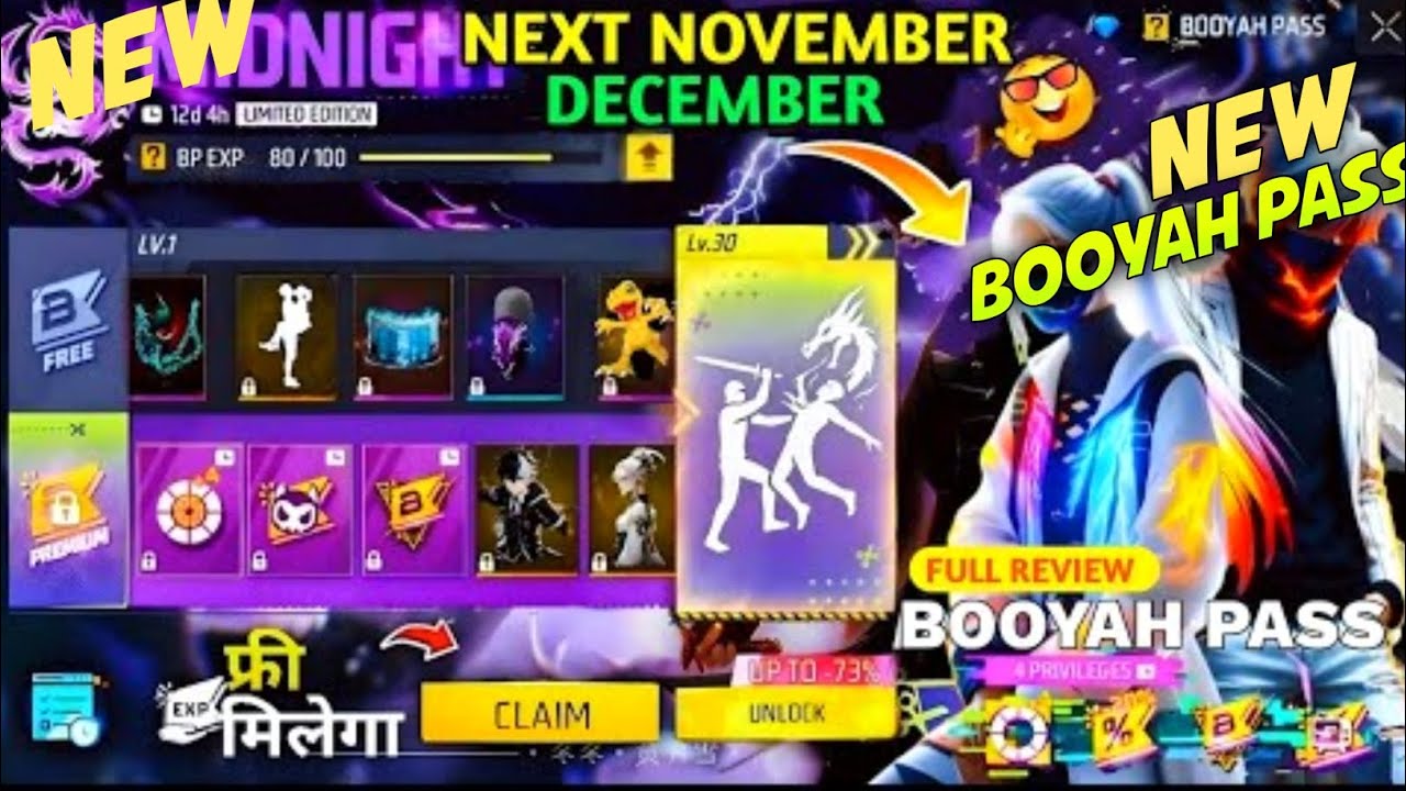 November,December Booyah pass Full Review 2025 🔥🤯!! free fire New Booyah pass 🔥