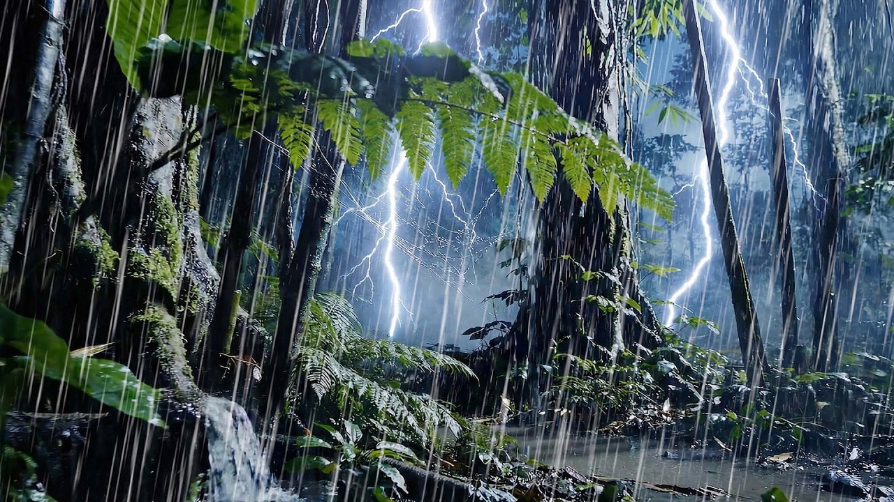 Night Rain in a Cozy Deep Forest 🌧️⛈️ Gentle Thunder Sounds for Relaxation & Deep Sleep
