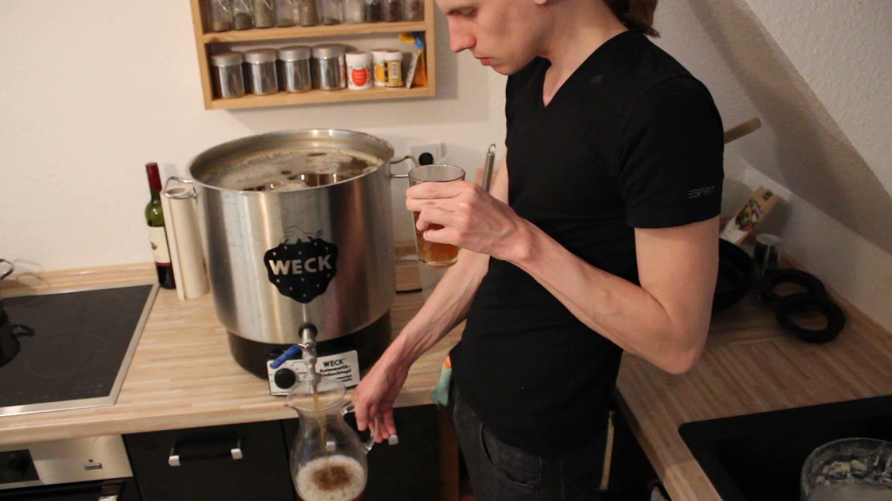 Bier Brauen 13 04 2019 22 L&auml;uterung   Filtern bis die W&uuml;rze klar l&auml;uft