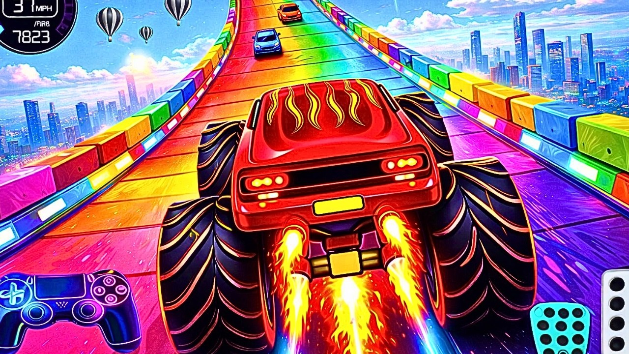 Mega Ramp Monster Car Racing 3D - Extreme Car Stunts -Android Gamepla #viral #gameplay